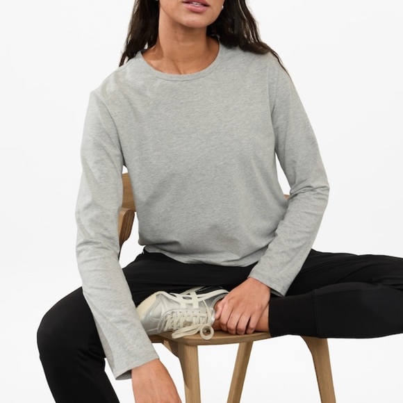 Athleta Essential Top Long Sleeve T Shirt Pyrite Taupe Tan XS - Picture 7 of 8